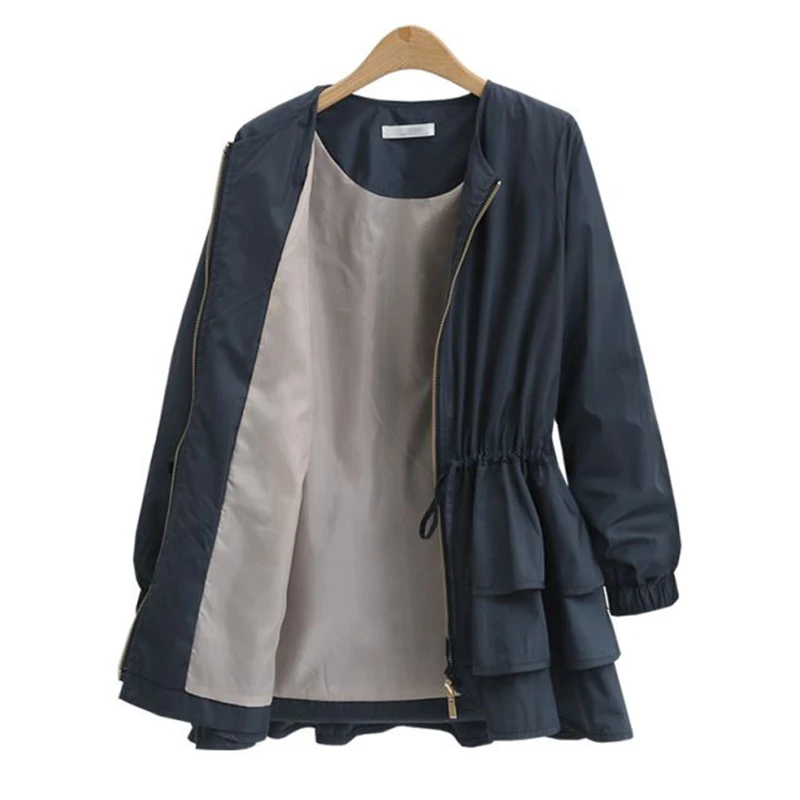 Женская ветровка с длинным рукавом на молнии|Женские плащи и тренчи| |