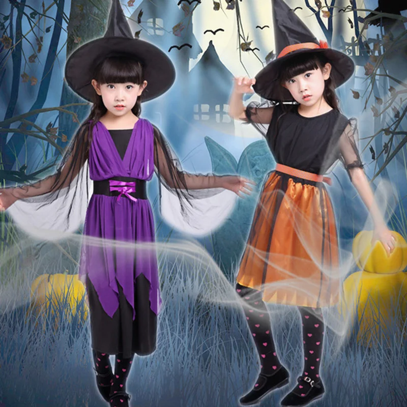 Новинка 2019 года Детский костюм на Хэллоуин ведьмы для маленьких девочек