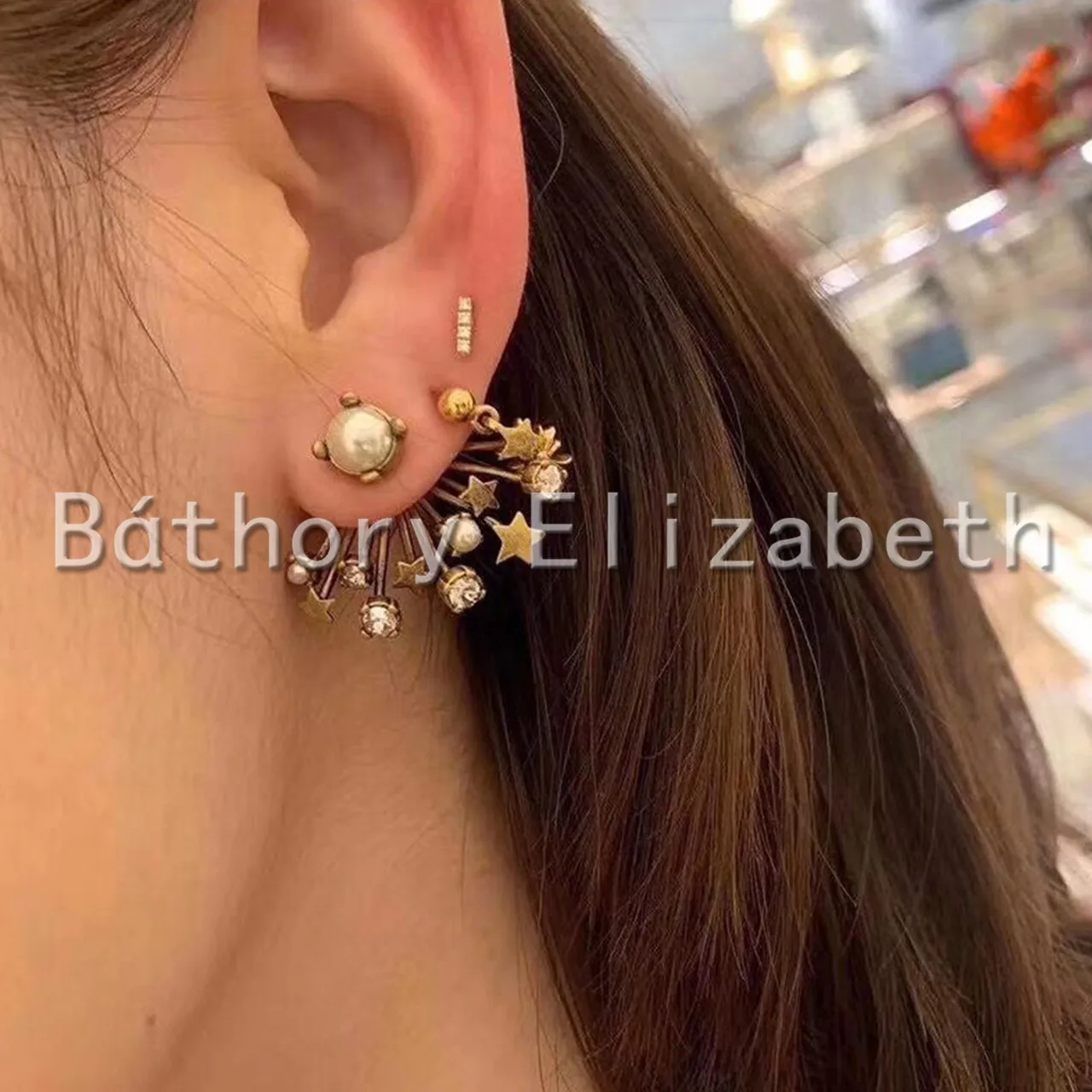 

Bthory Elizabeth Woman Wheat Ear Rhinestone Star Letter E arrings Femininity Retro Simple Fashion Jewelry earrings