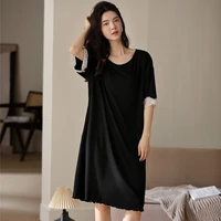modal nightdress womens summer nightwear short sleeve simple loose casual thin nightgown size household clothes lady sleepwear