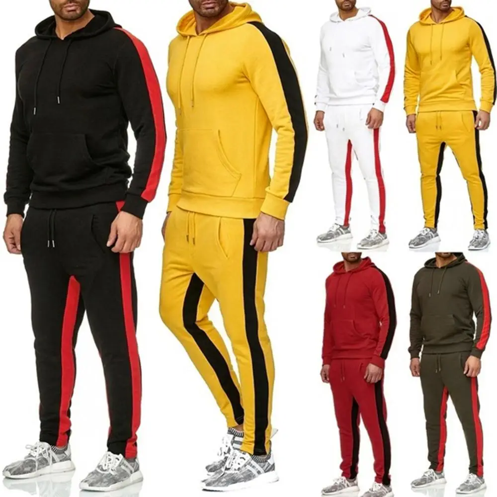 Костюм спортивный мужской с карманами свитер и штаны в стиле пэчворк черный