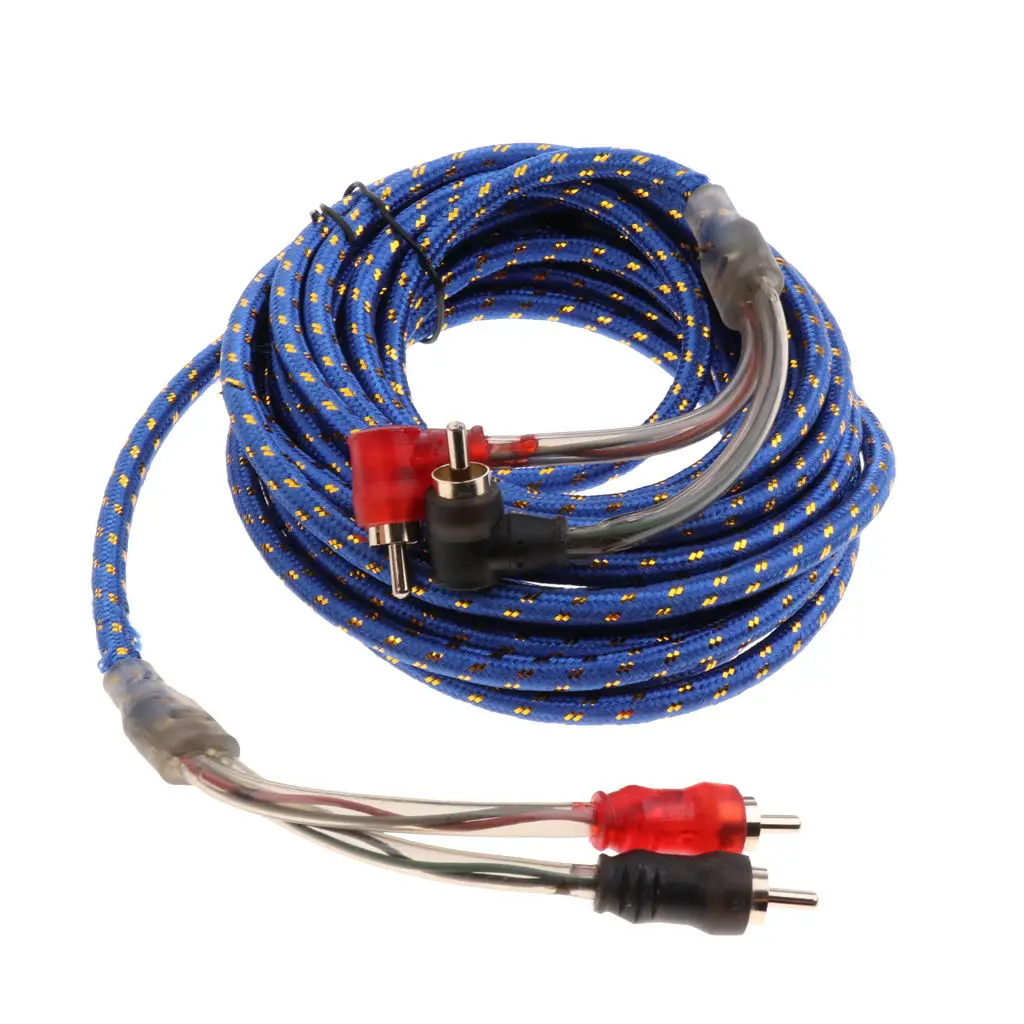 

Высококачественный вязаный кабель для автомобильного аудиодинамика 5 метров 2RCA