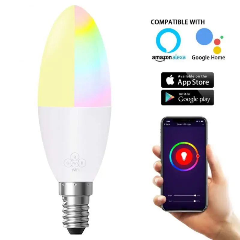 

E12 E14 Smart LED Candle Light Bulb Bluetooth Control Bulb For Alexa Google Home Smart Home Light Remote Control Light