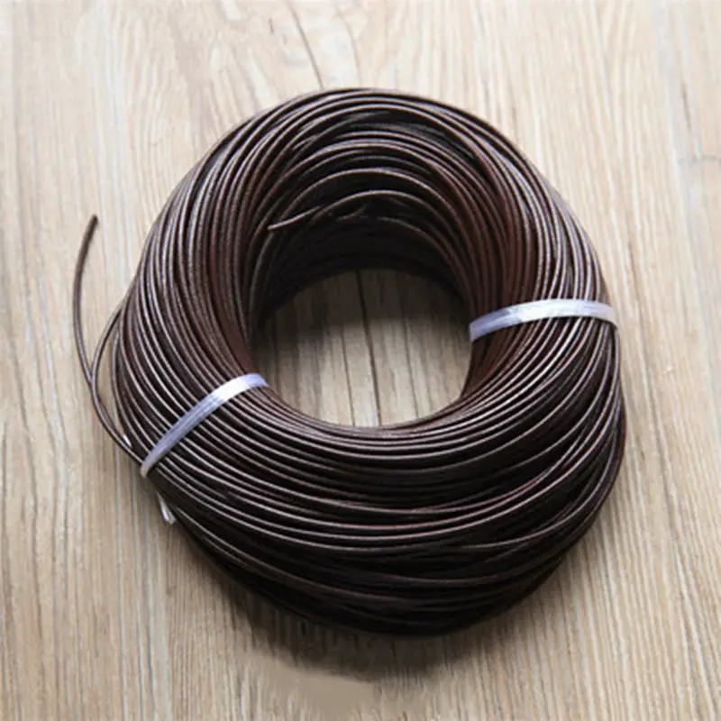 Deep Bronwn 2 м натуральная кожа шнур коричневый, черный круглый коровья кожа Веревка 1,5/2/3/4/5 мм твердые строка «сделай сам» Цепочки и ожерелья браслет ювелирных изделий - Цвет: Deep Bronwn