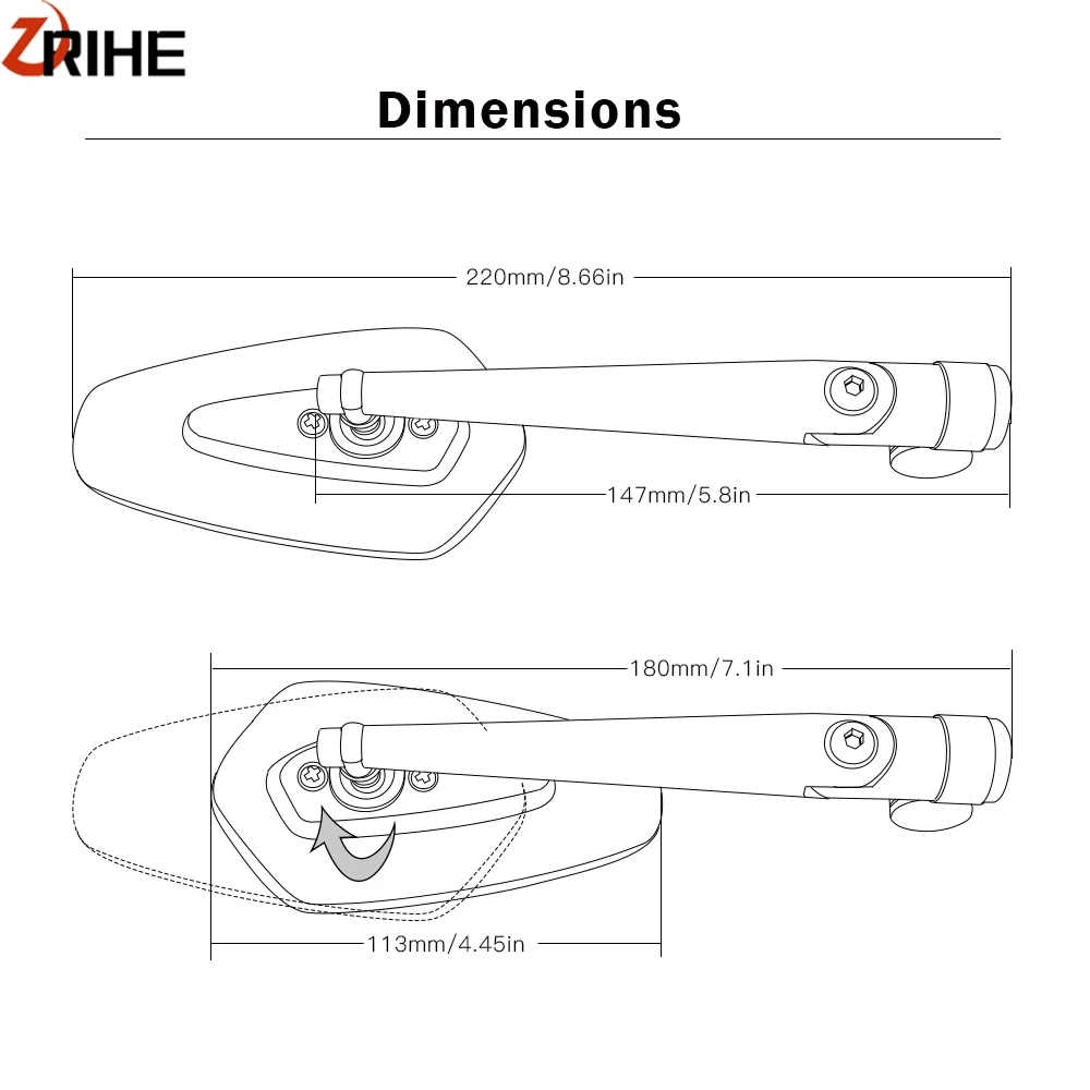 8 мм 10 Универсальное мотоциклетное зеркало заднего вида с ЧПУ мотоциклетные