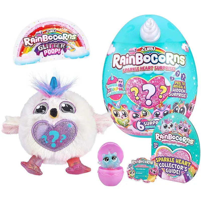 

1pcs Rainbocorns Plush Sparkle Heart Surprise Series 2 Flamingo Toys for Children Random style