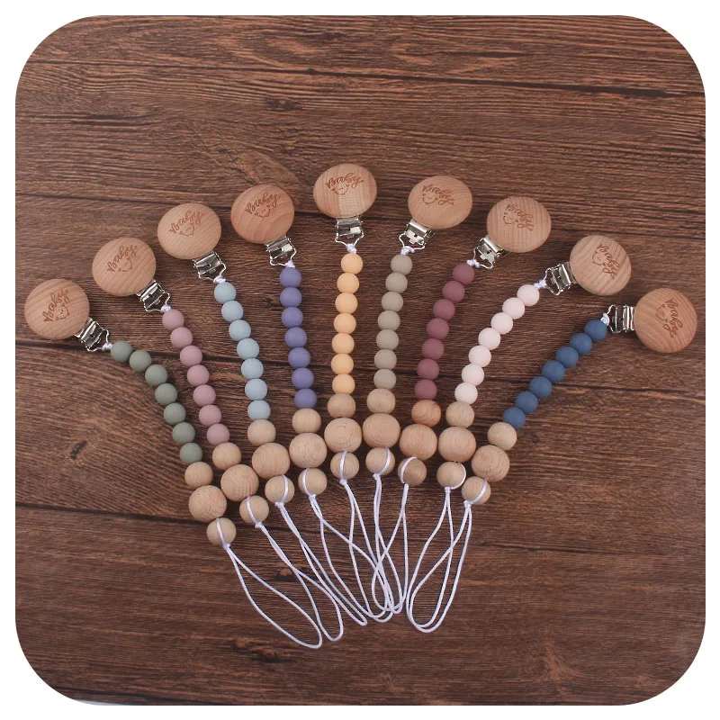 

Буковая Магнитная застежка 12 мм, силиконовые бусины, экологически чистая цепочка-держатель для новорожденных