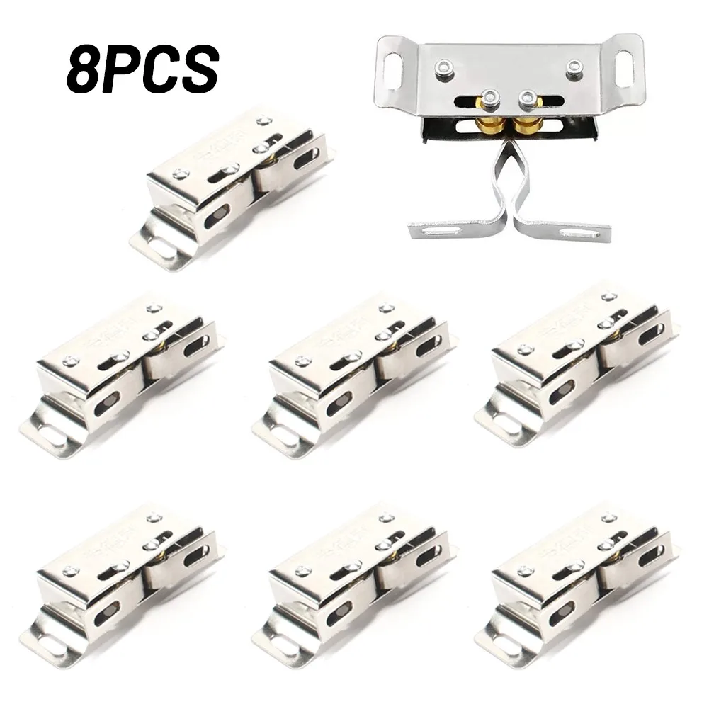 

8pcs Double Ball Roller Catch Doors Latch Hardware Stainless Steel Catches Cupboard Cabinet Closet Tool Locks