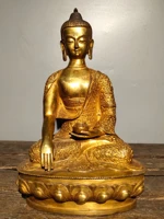 12chinese folk collection old bronze gilt shakyamuni buddha amitabha robe sitting buddha ornaments town house exorcism