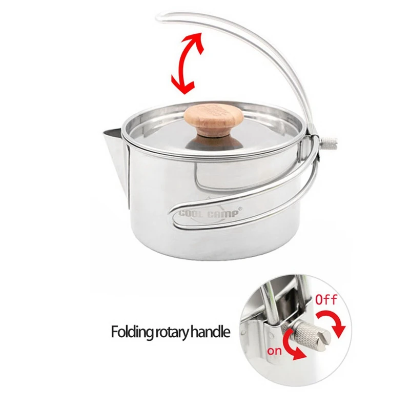 

COOLCAMP Titanium Pot Hanging Camping Pot Portable Water Cup with Lid Foldable Handle Outdoor Tableware Picnic Cookware