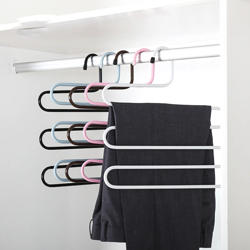 

Hangers S-Type Multi-Layer Magic Clothes Rack Upgrade Iron Multi-Functional Trousers Rack Receives Pants Hanging Scarf Rack