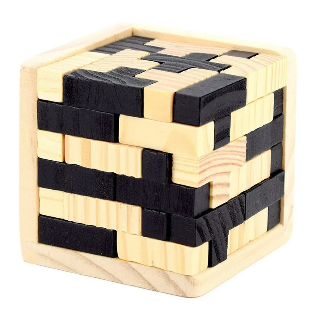 

Wooden Intelligence Tetris Game 3D Wood Jigsaw Puzzle Brain Teaser Magic Tetris Cube 54 PCS Toy For Kid Educational Blocks