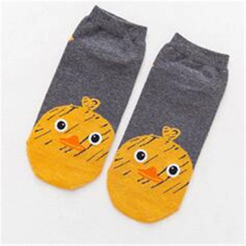 Deep Gray Chick Милые носки до щиколотки с изображением Сиба и пера; короткие носки для девочек с изображением забавной лисы, собаки, цыпленка, кота, кролика; унисекс; с животными; Прямая поставка - Цвет: Deep Gray Chick