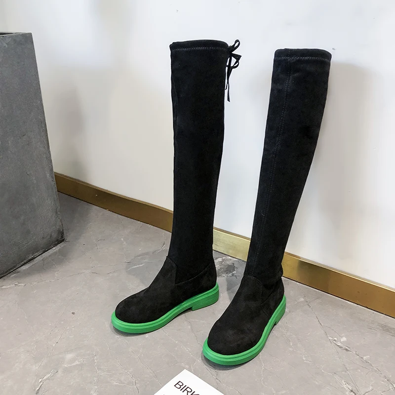 Высокие сапоги до бедра на шнуровке женские зимние ботфорты выше колена