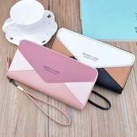 large capacity long womens wallets with wristband zipper korean splicing female coin purses clutch card holders money bag