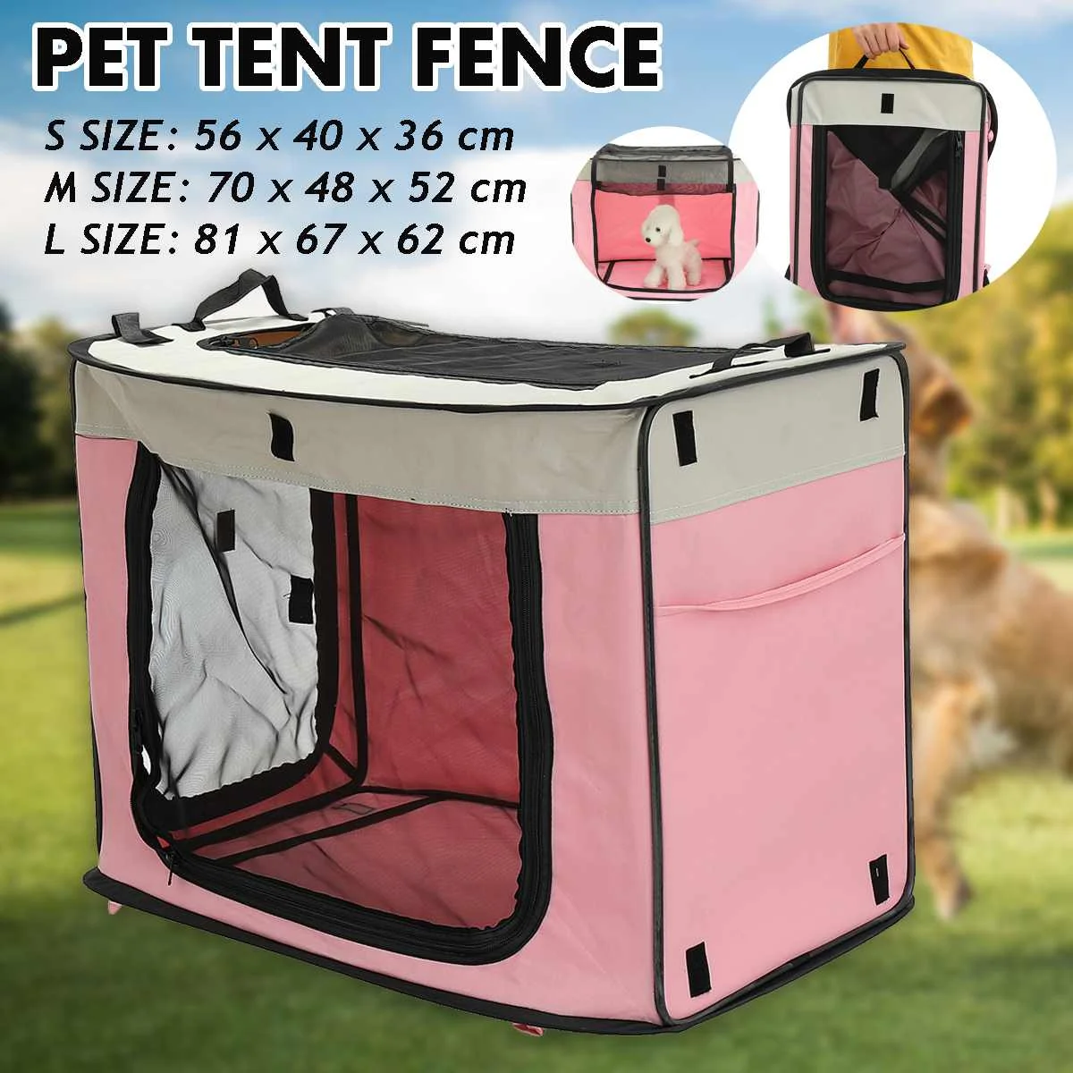 

Portable Folding Rectangular Pet Tent Dog Cage Playpen Fence Puppy Kennel Cat Pet Play Tents Tunnel Breathable Dog House S/M/L