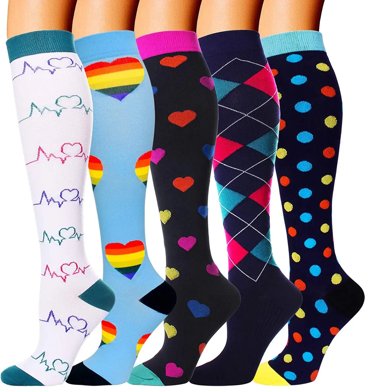 Компрессионные носки для мужчин и женщин, мужские 20-30 мм рт. Ст., 6 пар в комплекте, спортивные носки для ухода за ребенком, футбола, баскетбола