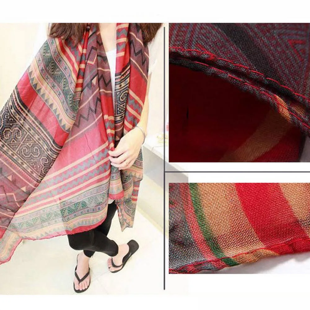 

Female Loop Geometric Pattern Fashion New Fall Bohemian Silk Scarf Over sized Ladies Gothic Scarf Wrap Snood W1