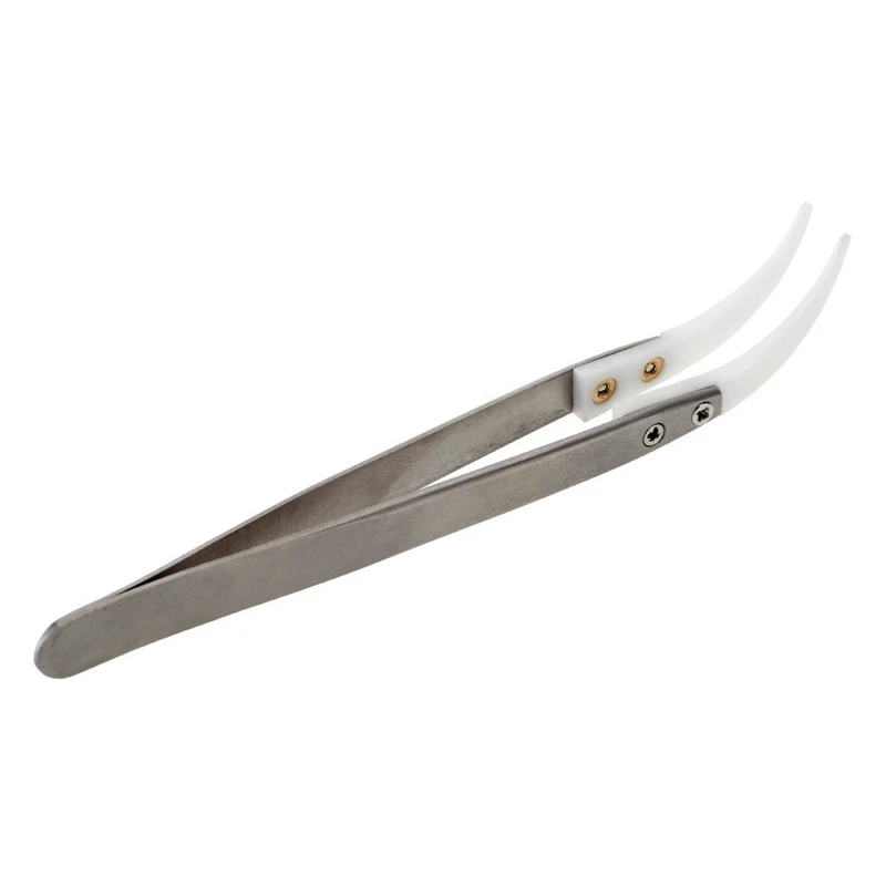 Керамический пинцет с ручкой из нержавеющей стали огнеупорный изогнутый