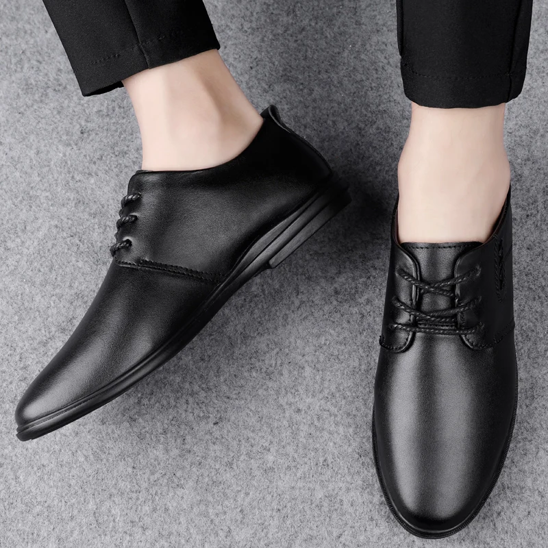 Мужская обувь из натуральной кожи Повседневная Обувь На Шнуровке Для мужчин