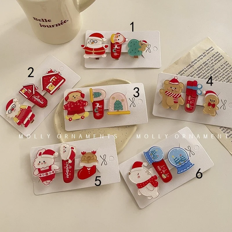 

Origin Summer Funny Christmas Elk Bear Gifts Santa Claus Barrettes for Women Cute Arcylic House Ball Barrettes Hair Accessories