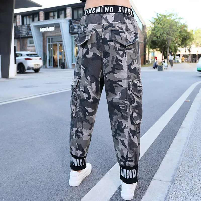 

New Style Overalls Women's Loose Legged Slim High Waist Handsome Straight Tube Camouflage Casual Pants Female Spring Trousers