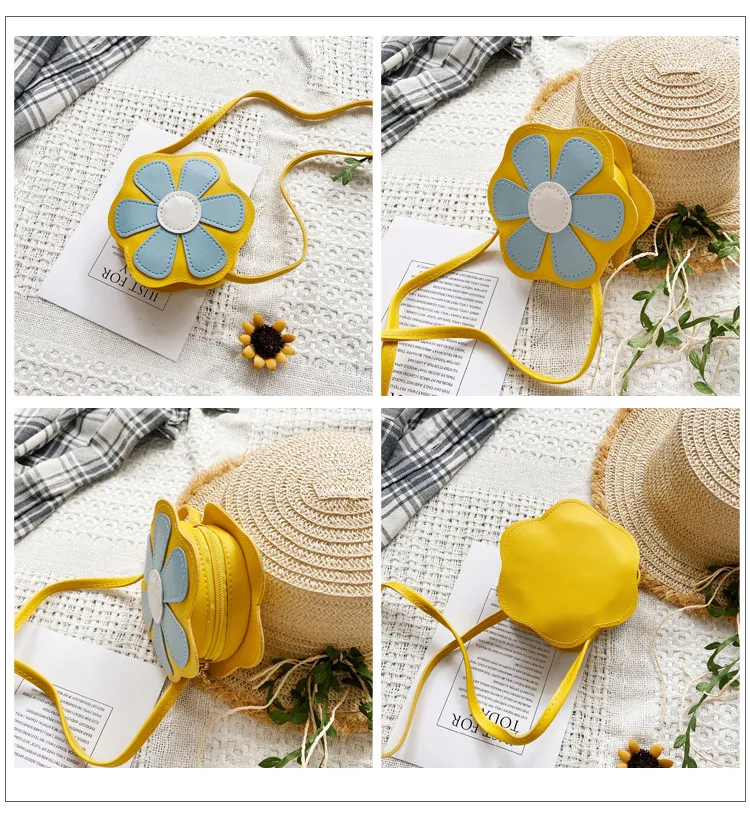 Cute Children's Mini Crossbody Bags PU Leather Girls Kids Small Shoulder Bag Sun Flower Princess Boys Wallet Coin Purse Handbags