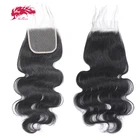 Телесная волна 13x4 HD кружевная фронтальная Ali Queen бразильские человеческие волосы 4x4 HD Прозрачная Кружевная застежка естественный цвет Предварительно выщипанная линия волос