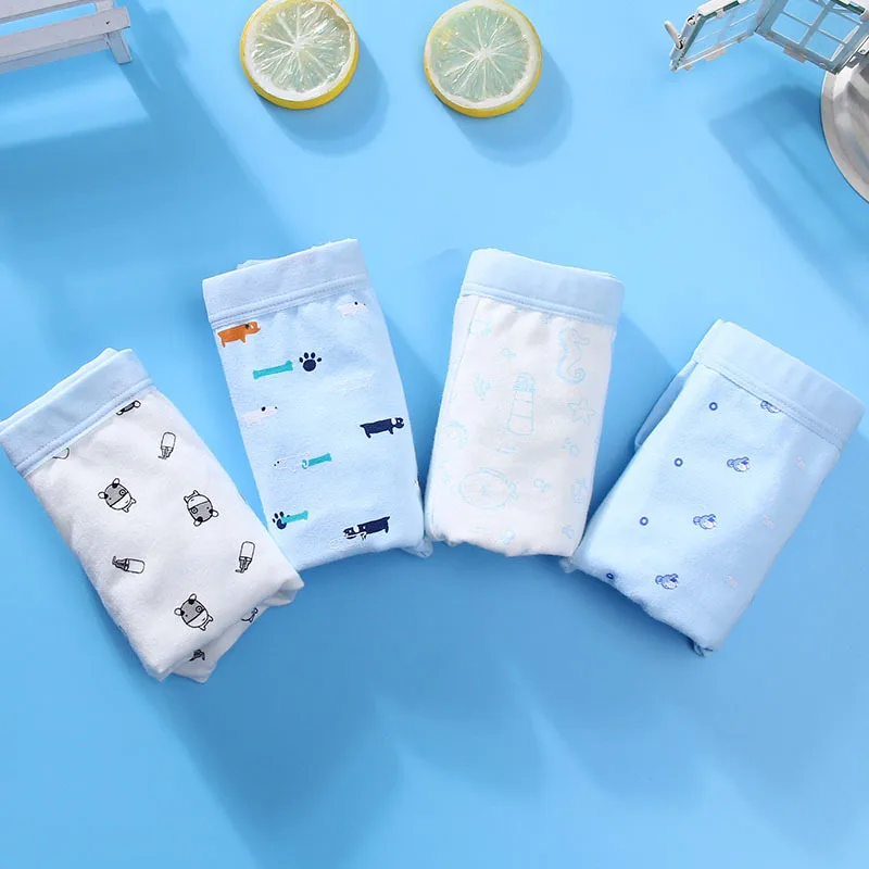 

Подходящие женские моющиеся цветные трусы для мальчиков с плоским углом хлопковые мягкие Мультяшные освежающие детские шорты 4 шт./партия