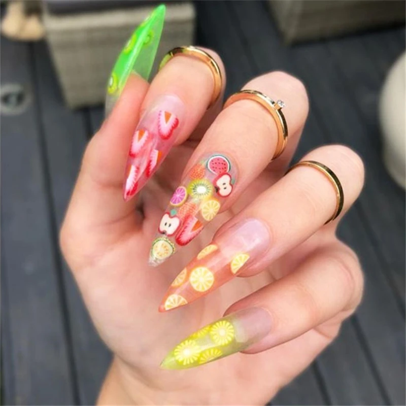 12 ячеек/коробка мультяшный 3D полимерный стикер из глины Типсы для ногтей цветок