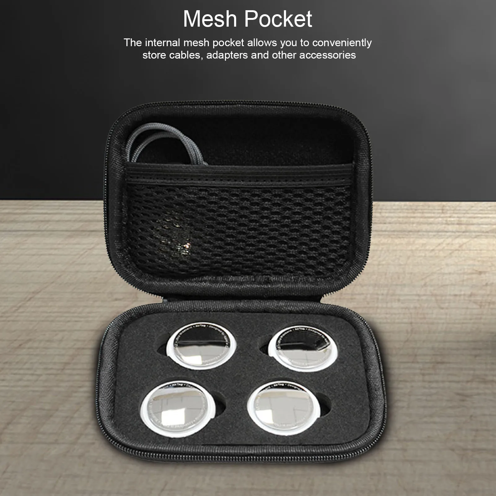 

Органайзер для хранения на молнии с 4 отделениями, защитный чехол для переноски, чехол для AirTag, AirTag, с защитой от царапин и потери, чехол для т...