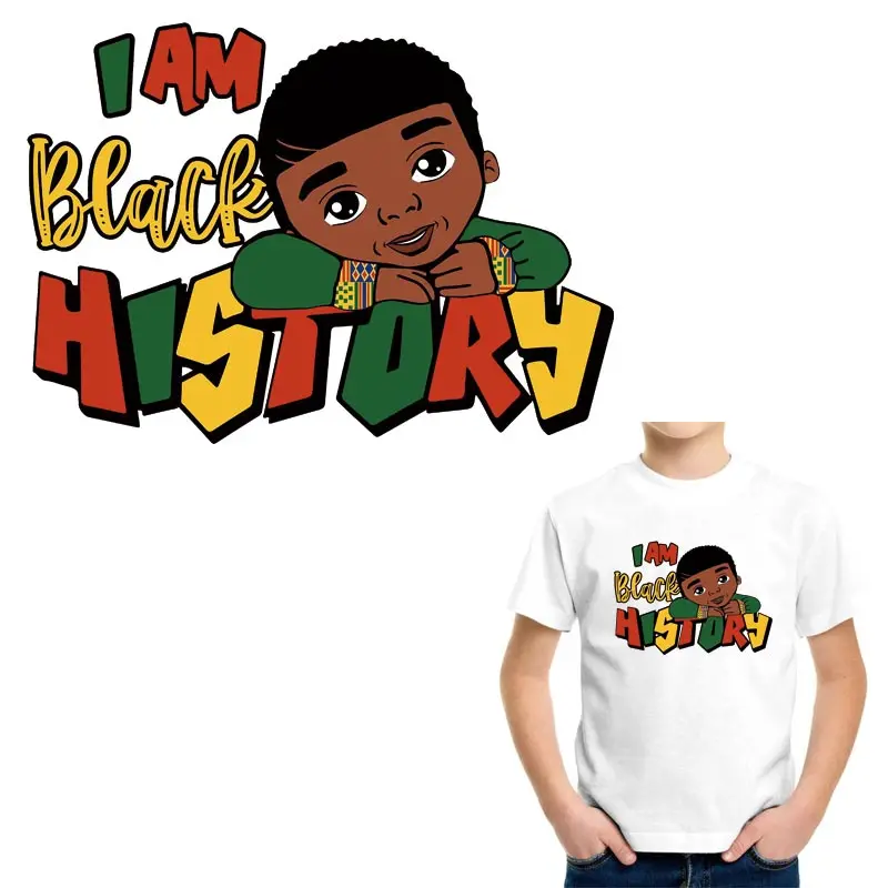 I Am Black Histroy Pacthes для одежды, «сделай сам», моющаяся футболка для мальчиков, толстовки, термопереводные наклейки, Черная аппликация для мальчиков, Декор