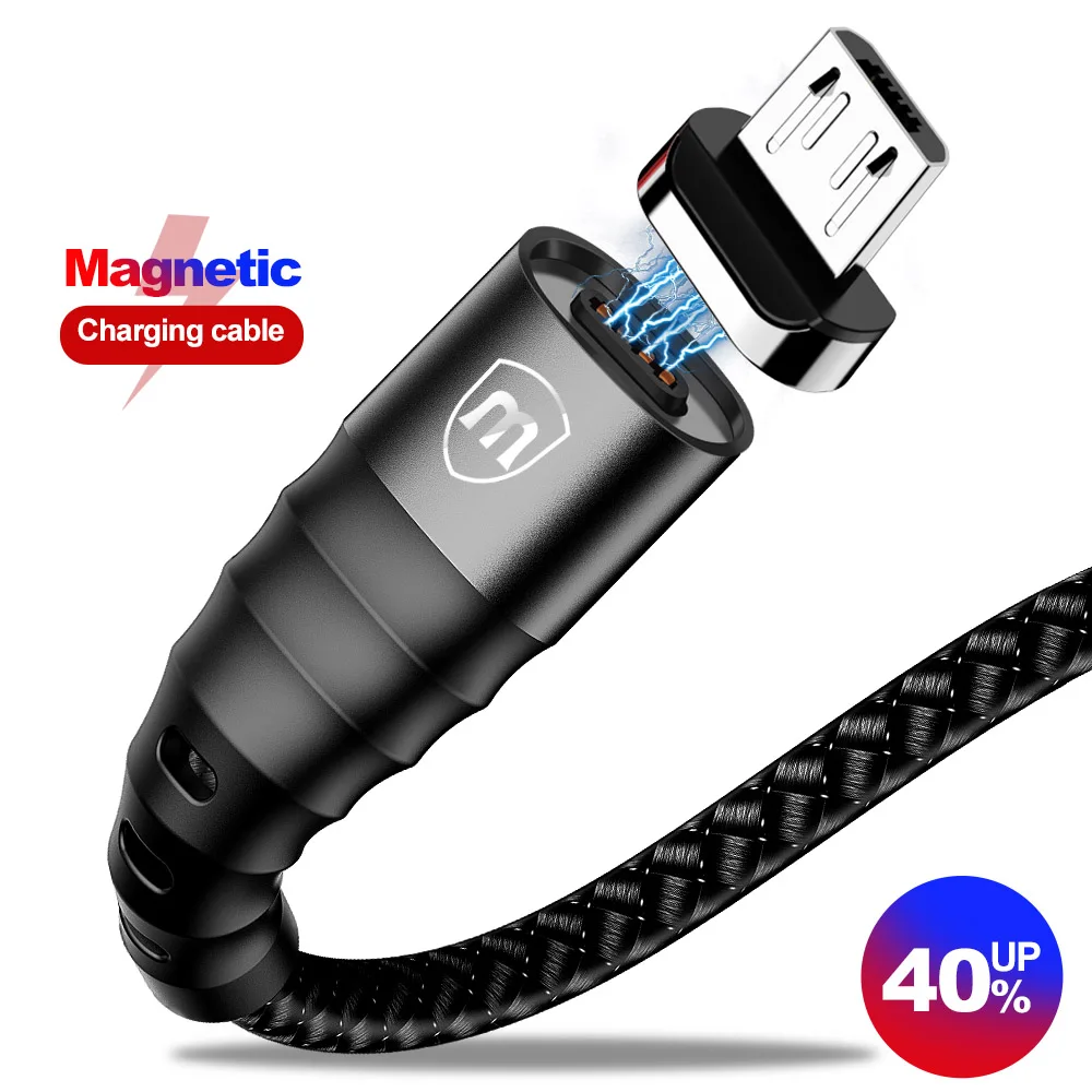 Marjay Магнитный зарядный кабель Micro USB кабель для мобильного телефона 3A провод для быстрого заряда Магнитный кабель Microusb шнур 1 м 2 м