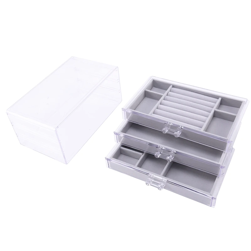 

Acrylic Transparent Drawer Earrings First Storage Box Dustproof Jewelry Storage Box Drawer Desk Storage Box
