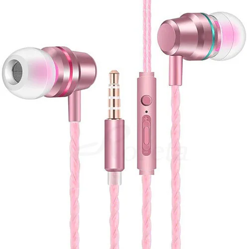 rosegold Roreta 3,5 мм проводные наушники, стерео наушники-вкладыши с микрофоном, спортивные наушники для бега, наушники для samsung huawei iPhone 6 6s - Цвет: rosegold