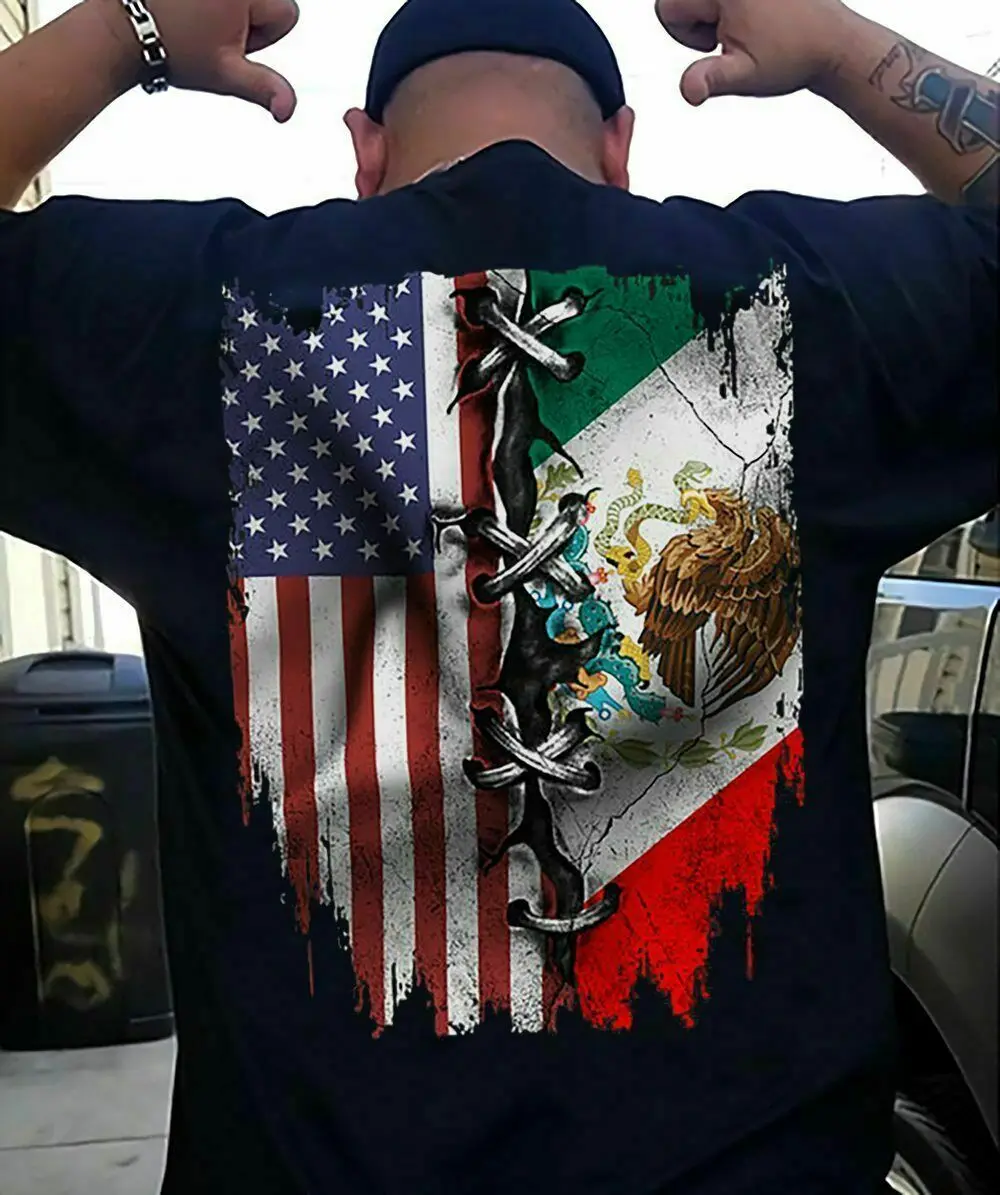 

American Mexican Flag Mexico Patriotic Men's T-Shirt Summer Cotton Short Sleeve O-Neck Unisex T Shirt New S-3XL