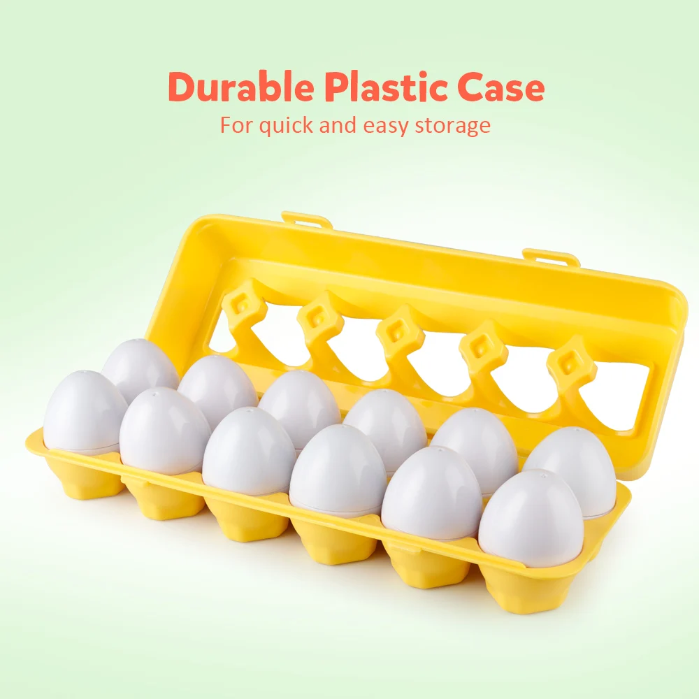 

Coogam Matching Eggs 12 pcs Set Color & Shape & Foods Recoginition Sorter Puzzle Game Gift for 2 3 4 Years Old Toddlers Kids