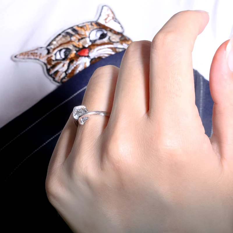AEAW 0.4ct 4,5 мм круглый разрез EF VVS1 Moissanite 925 Серебряное кольцо алмазный тест прошел модный символ любви модный подарок девушки