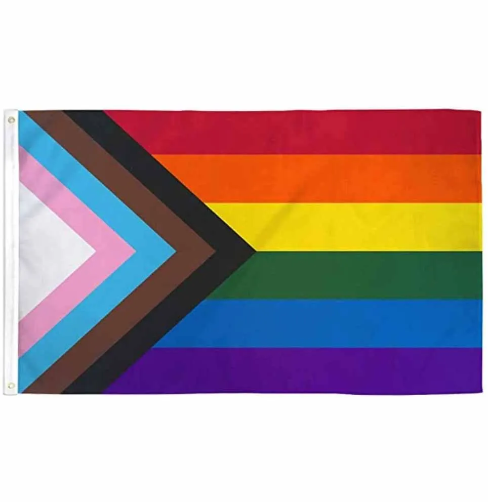 

2021 Jennifer 90*150cm Rainbow Progress Pride LGBT Flag for Decoration