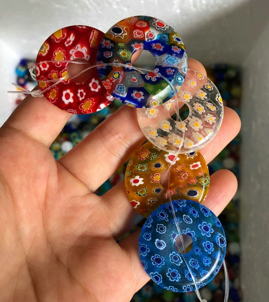 Milleфиори стеклянные бусины лэмпворк монета Плоская Круглая Подвеска смешанных