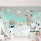 Фотообои 3D Милые Мультяшные козы медведь лиса кролик животные роспись облако для детской спальни настенные стикеры 3D обои