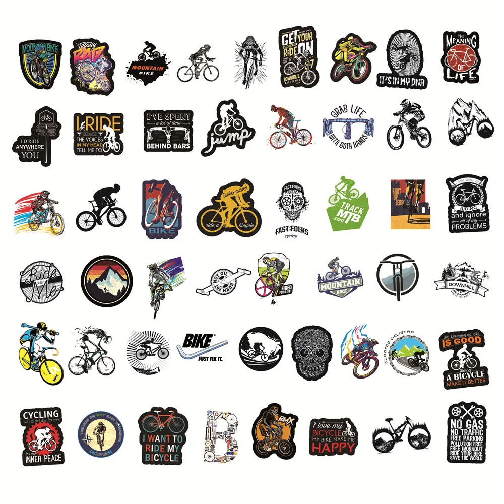 1050100pcs mtb mountain bike stickers bicycle laptop guitar fridge luggage waterproof graffiti sticker decal kid classic toys free global shipping