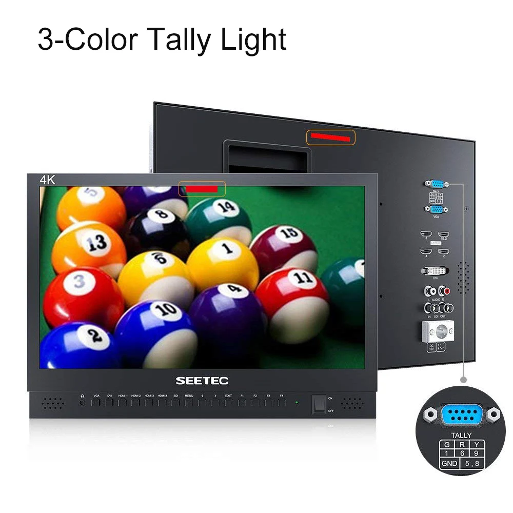 Фото Seetec 4K156-9HSD-384 15,6-дюймовый IPS UHD 3840x2160 4K вещательный монитор с 3G-SDI HDMIx4 Quad Split Display Director Monitor №4
