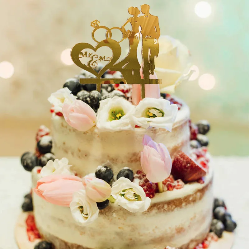 

Wedding Cake Topper Acrylic Bride to be Cake Decorations Mariage Anniversary Birthday Party Baking Dessert Cake Top Flag Cupcake