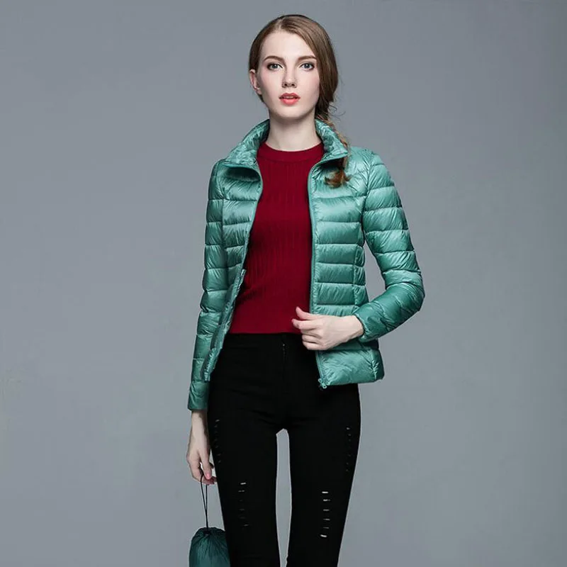 Женское зимнее пальто новинка ультра светильник 90% белый утиный пух куртка для