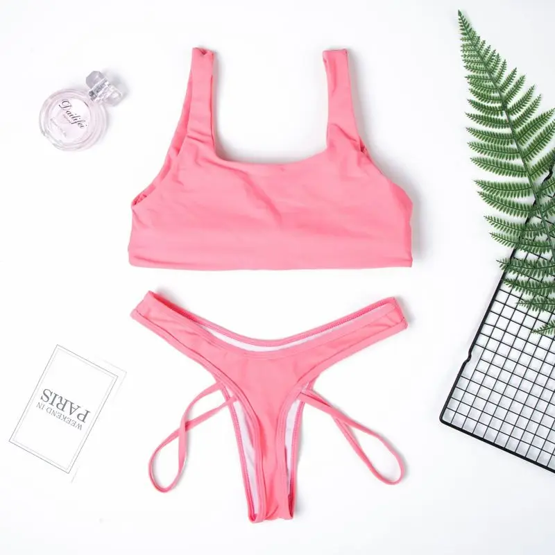 

Vintage Women's Swimsuit Fashion Bandeau Top Bathing Suit Casual Bandage Swimwear Brazilian Bikinis Women Leisure Beach Biquini