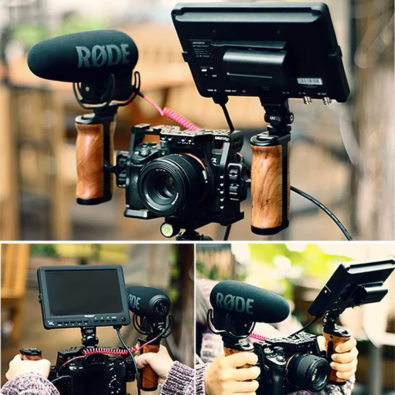 Держатель для камеры Ulanzi UURig R075 DSLR с деревянной ручкой рукоятка холодным башмаком