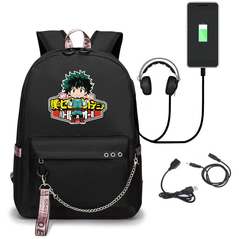 

My Hero Academia Backpack Boku no Hero Academia USB Charging Laptop Shoulders Bag School Bag Bookbags Backpack Travel Rucksack