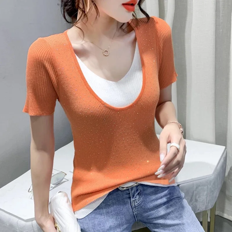 

Fashion Women purpel Tops T-shirts Female 2019 Summer