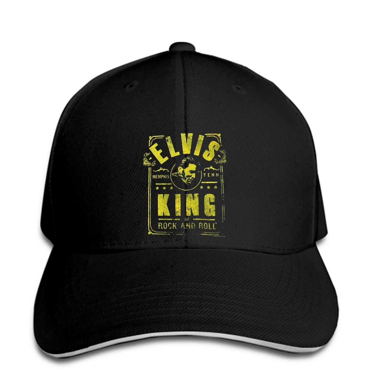 

Baseball cap ELVIS PRESLEY King of Rock N Roll - BLACK Print hat Sun Records MEMPHIS TN